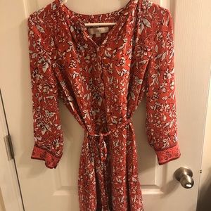 LOFT coral floral print dress